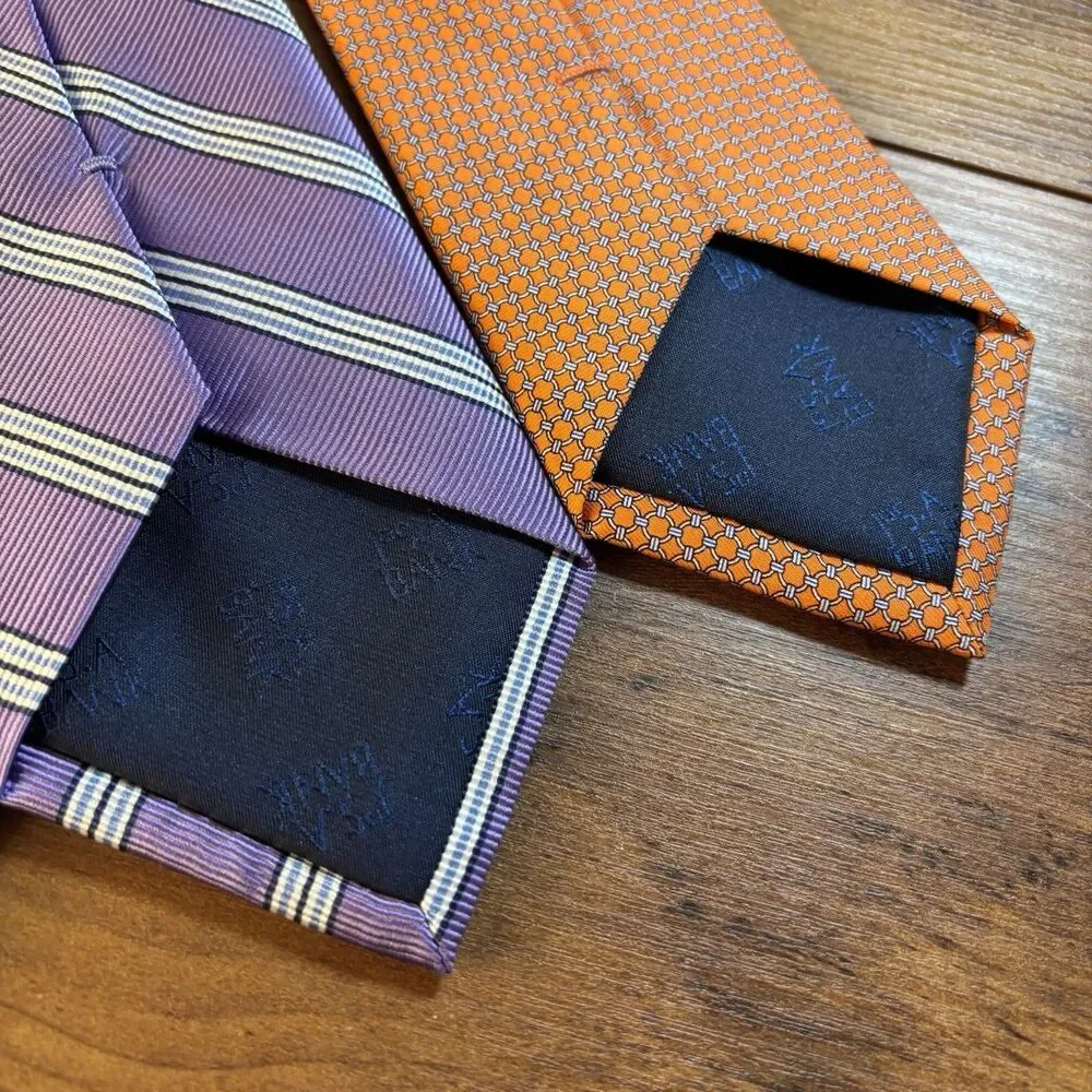 Jos A Bank Executive Collection Silk Necktie Lot 3 Black Geometric Purple Orange